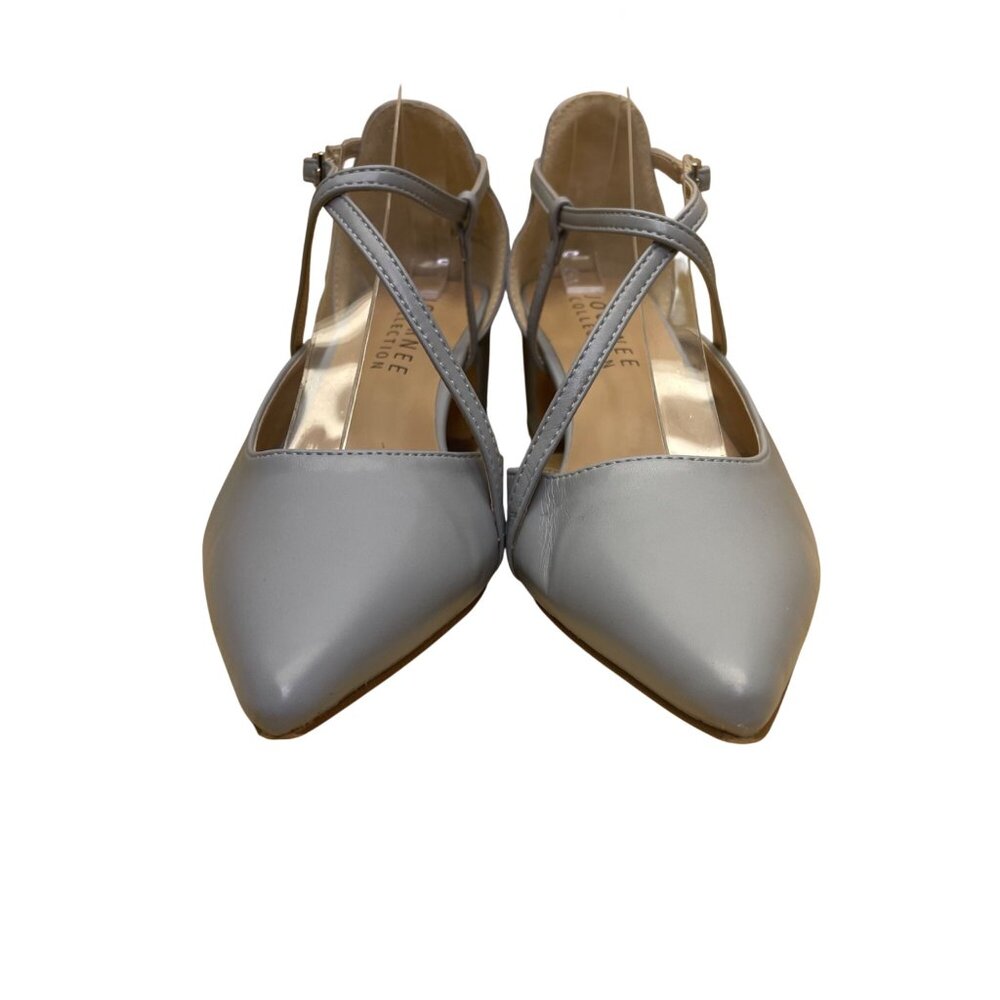 Journee Collection Women’s Gray Faux Leather Strappy Pointed Toe Heels Size 7.5 - Picture 2 of 10